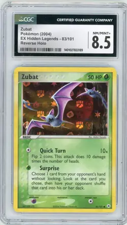 Zubat 83/101 EX Hidden Legends REVERSE HOLO Pokemon Card 031 CGC 8.5 Vintage - Image 1