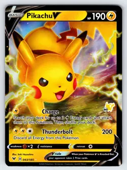 Pikachu V 043/185 2022 Battle Academy Pikachu Deck Pokemon Card Promo - Nm/Vlp - Image 1