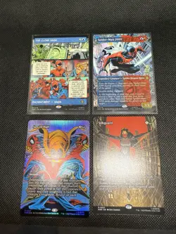 2025 Marvel's Spider-Man MTG Lot Of (4) 2 Rares, 2 mystic 1 Foil Saw In Half M - Image 1