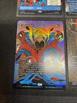 2025 Marvel's Spider-Man MTG Lot Of (4) 2 Rares, 2 mystic 1 Foil Saw In Half M - Image 3
