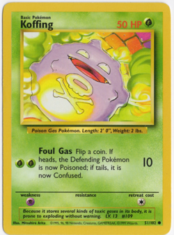 Koffing 51/102 Base Set Pokemon Card - Image 1