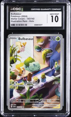 2024 POKEMON STELLAR CROWN - ILLUSTRATION RARE - HOLO BULBASAUR CGC 10 GEM MINT - Image 1
