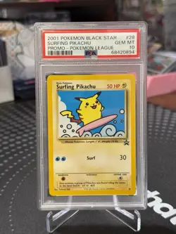 Pokemon League Black Star Surfing Pikachu Promo #28 PSA 10 - Image 1