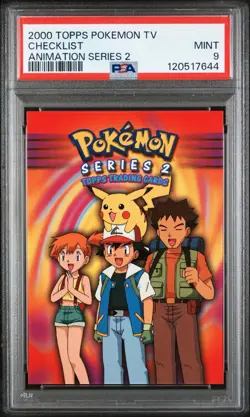Pokemon 2000 Topps Pokemon TV Checklist Animation Series 2 non holo PSA 9 - Image 1