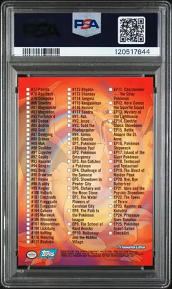 Pokemon 2000 Topps Pokemon TV Checklist Animation Series 2 non holo PSA 9 - Image 2