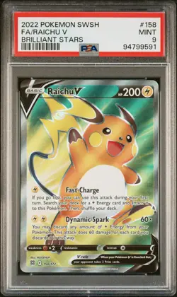 2022 POKEMON SWORD & SHIELD BRILLIANT STARS #158 FULL ART/RAICHU V PSA 9 - Image 1