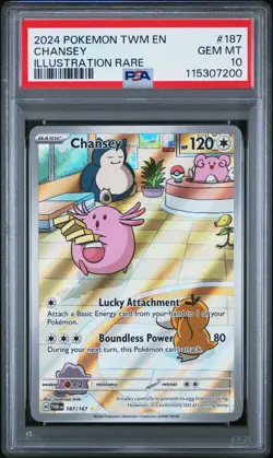 2024 POKEMON TWM EN-TWILIGHT MASQUERADE ILLUSTRATION RARE #187 CHANSEY PSA 10 - Image 1