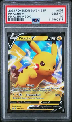 2021 POKEMON SWSH BLACK STAR PROMO PIKACHU V BOX #061 PIKACHU V PSA 10 - Image 1
