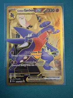 Pokemon TCG SV10 Destined Rivals Cynthia’s Garchomp EX #241/182 Hyper Rare Gold - Image 1