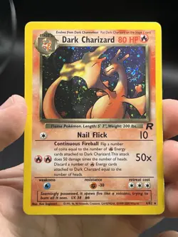 Pokemon Dark Charizard Holo Rare TCG Unlimited Card 4/82 Team Rocket SWIRL MP - Image 3