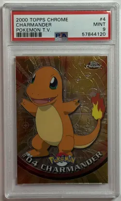 Charmander 2000 Topps Chrome Pokemon Card #4 PSA 9 - Image 1