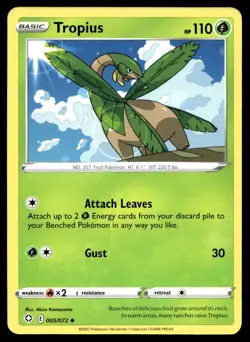 Tropius 5/72 Pokemon Card Shining Fates Uncommon 110 HP Near Mint UD - Image 1