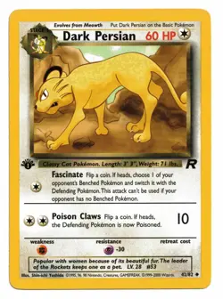 Pokemon Card: Dark Persian 42/82 1st Edition Team Rocket Set! EXC - Image 1