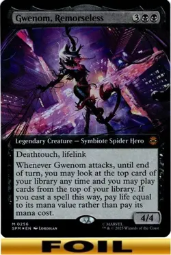 1x - Gwenom, Remorseless - Extended Art #256 - Marvel's Spider-Man - NM MTG - Image 1
