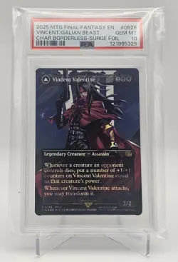 PSA 10 2025 MTG Final Fantasy Vincent Valentine Galian Beast SURGE FOIL 0528 FF7 - Image 1