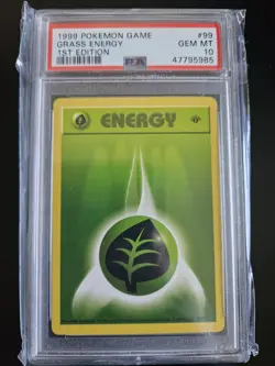 1999 Pokemon Base Set 1st Edition Shadowless Grass Energy 99/102 PSA 10 GEM MINT - Image 1