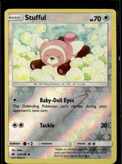 Pokemon Stufful 110/147 Burning Shadows Reverse Holo Common 2 Card Lot - Image 1