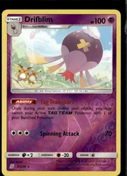 Pokemon Drifblim 81/236 Unified Minds Reverse Holo Rare 2 Card Lot - Image 1