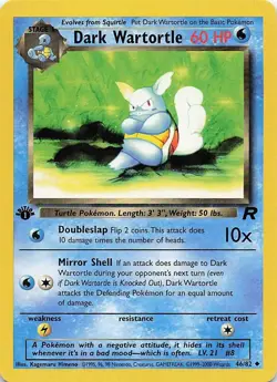 Dark Wartortle 46/82 Uncommon Team Rocket 1st Edition Non Holo Pokemon Card - Image 1