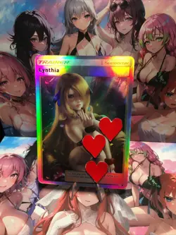 Cynthia TRAINER Lingerie Goddess Waifu Anime Holo Card Pokemon - Image 2