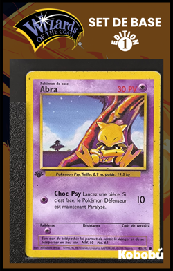 Carte Pokemon Abra 43/102 Edition 1 Ed 1 Set De Base Wizards - Image 1