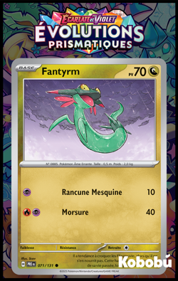 Carte Pokemon Fantyrm 071/131 EV8.5 Evolutions Prismatiques PRE Ecarlate Violet - Image 1