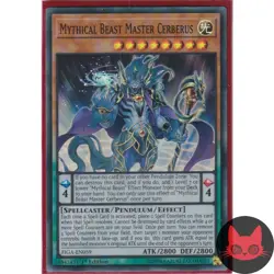 Yugioh Mythical Beast Master Cerberus FIGA-EN059 Super Rare 1st Edition NM - Image 1