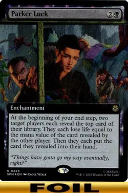 1x - Parker Luck - FOIL EXTENDED ART #258 - Marvel's Spider-Man - NM MTG - Image 1