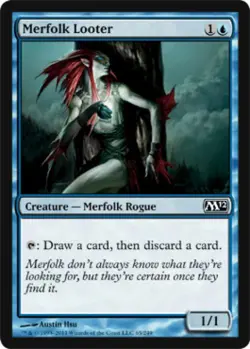 Merfolk Looter -Foil Medium Play MTG Magic 2012 Core Set - Image 1