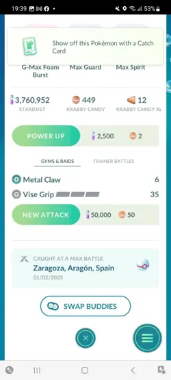 Pokemon Go Shiny Kingler ( Gigantamax ) - Image 2