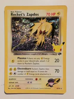 Rocket's Zapdos 15/132 Celebrations 25th Anniversary Holo Rare Pokemon TCG NM - Image 1