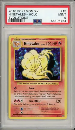 2016 Pokemon XY Evolutions Ninetales Holo #15 PSA 9 - Image 1