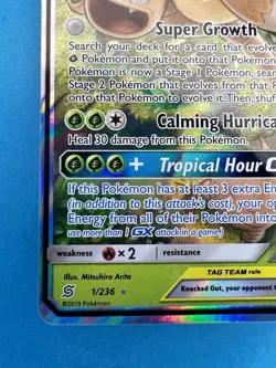 Rowlet & Alolan Exeggutor GX ULTRA RARE Tag Team 1/236 Pokemon Holo Foil - Image 4