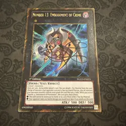 Yugioh Number 13: Embodiment Of Crime PGLD-EN023 Gold Secret Rare 1st Ed - Image 1