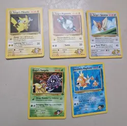 Mix Of 5 Different Gym Challenge And Gym Heroes Pokemon Cards Non Holo - Image 1