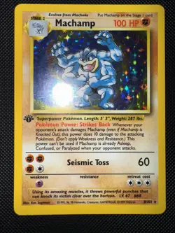 Pokemon TCG Machamp Holo Rare 1st Edition Base Set, Card 8/102, LP Condition - Image 1