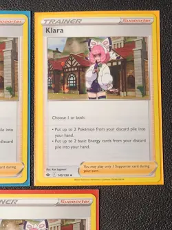 4x Klara 145/198 (3 cosmos holo, 1 reg) Pokemon card Chilling Reign uncommon NM - Image 2