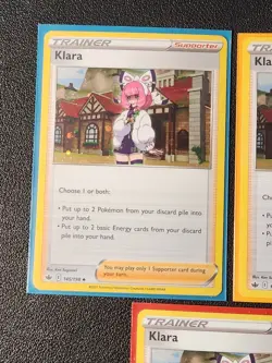 4x Klara 145/198 (3 cosmos holo, 1 reg) Pokemon card Chilling Reign uncommon NM - Image 3