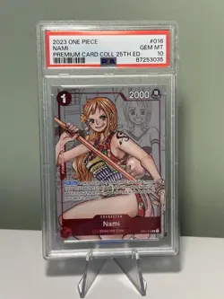 2023 ONE PIECE PREM BANDAI PREM CARD COLL 25TH ED #016 NAMI PSA 10 - Image 1
