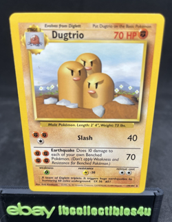 Pokemon Card Dugtrio 019/102 Base Set Regular Vintage 1999 Wotc NM Free Shipping - Image 1