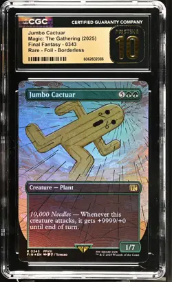 JUMBO CACTUAR Final Fantasy Borderless Foil Rare CGC Pristine 10 MTG - Image 1