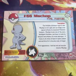 1999 Topps Pokemon TV Animation Series 1 Black LOGO HOLO Foil #66 Machop Mp - Image 2