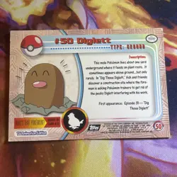 1999 Topps Pokemon TV #50 Diglett -HOLO FOIL Black Logo - Image 2