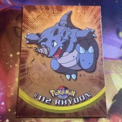 2000 TOPPS Chrome Pokemon Rhydon #112 TV Animation Series 2 HOLO FOIL BLUE LOGO - Image 1