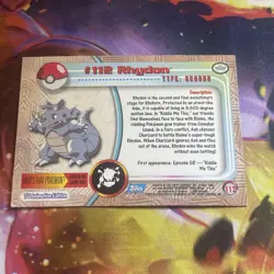 2000 TOPPS Chrome Pokemon Rhydon #112 TV Animation Series 2 HOLO FOIL BLUE LOGO - Image 2