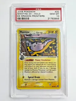 PSA 10 Gem Mint Mantine Reverse Holo 2006 Pokemon EX Dragon Frontiers #20 - Image 1