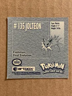 Pokemon 1999 Artbox Series 1 Stickers Jolteon 135. - Image 4