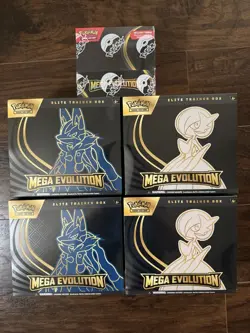 POKEMON ENHANCED MEGA EVOLUTION BOOSTER BOX + (4) ETB ELITE TRAINERS LOT - Image 1