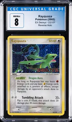 2005 POKEMON EX DEOXYS - REVERSE HOLO #22/107 RAYQUAZA CGC 8 - Image 1