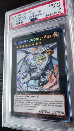 Yugioh Legendary Dragon of White WSUP-EN051 Secret Rare 1st Edition Mint PSA 9 - Image 2